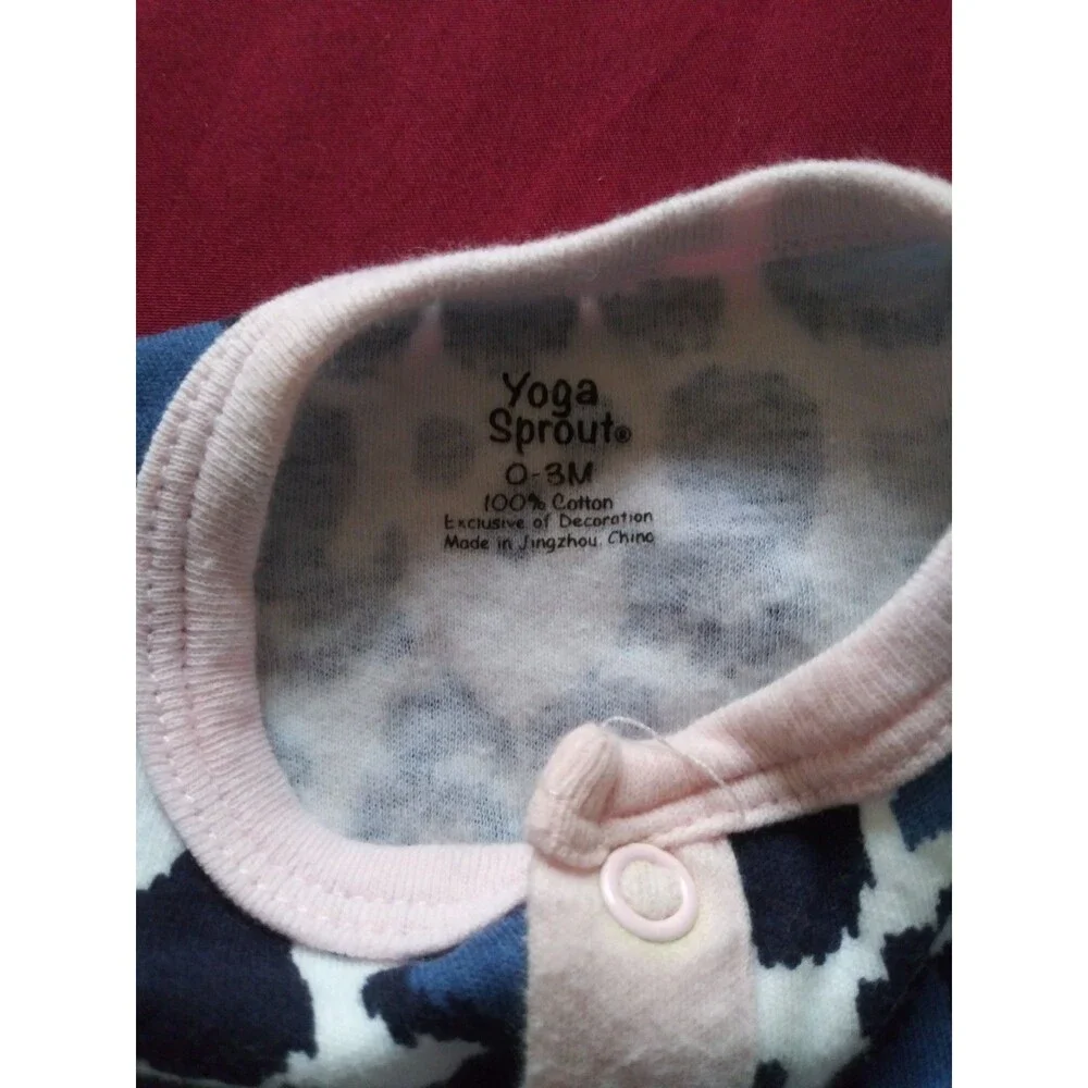 Yoga Sprout Baby Long Sleeve Henley Romper - Blue Ikat Print 0-3 Months